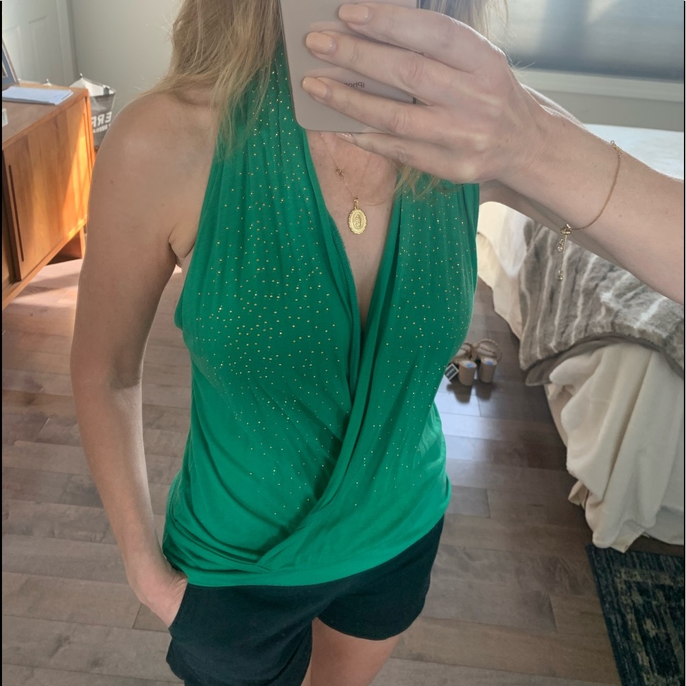 Velvet brand criss-cross green tank - Size XS